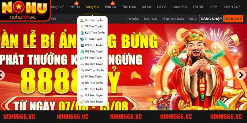 Các đối tác phát hành game tại live casino Nohu666 